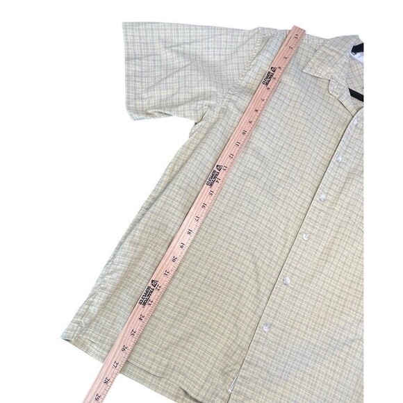 REI Shirt Mens M Yellow  Button Down Plaid Short Sleeve Outdoor Casual Beach - Picture 11 of 14